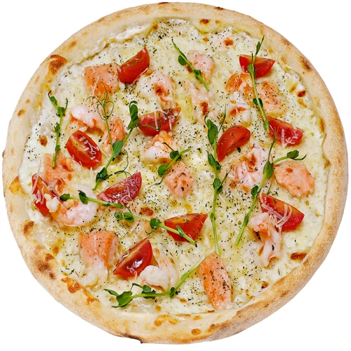 Піца з креветками та лососем